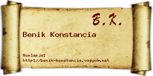 Benik Konstancia névjegykártya